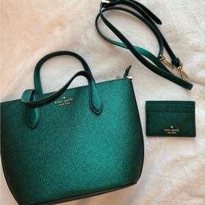 Kate Spade Emerald Green Tote and Cardholder